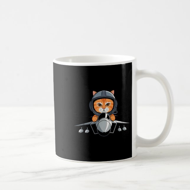 Lot Cat Fighter Jet Funny Aviation Kitty Design  Coffee Mug (Right)