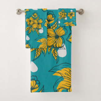 Lot of 3 bath towels - Yellow lilies