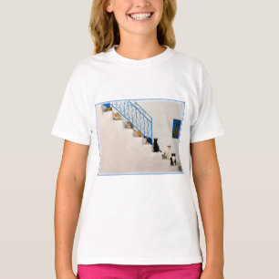 Lot of cats on a white stairway in a Greek village T-Shirt