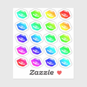 Lot Of Colorful Lips Tiny Rainbow Kisses Shapes