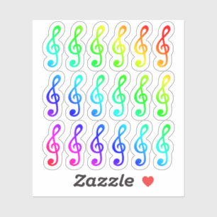 Lot Of Colorful Tiny Musical Rainbow Treble Clefs