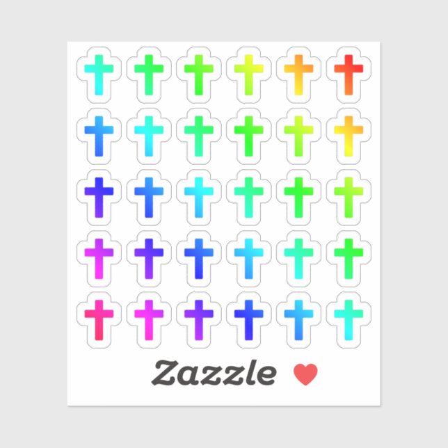 Lot Of Colourful Crosses Tiny Rainbow Cross Shapes (Sheet)