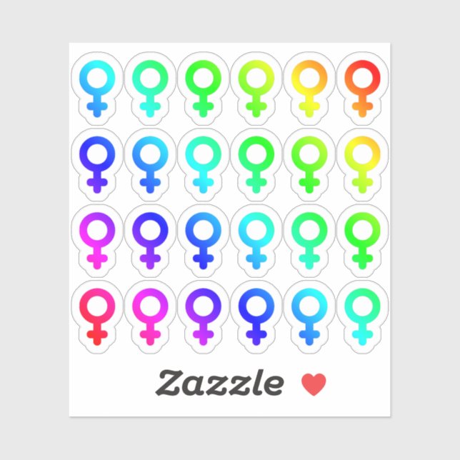 Lot Of Colourful Female Gender Symbols Tiny Rainbo (Sheet)