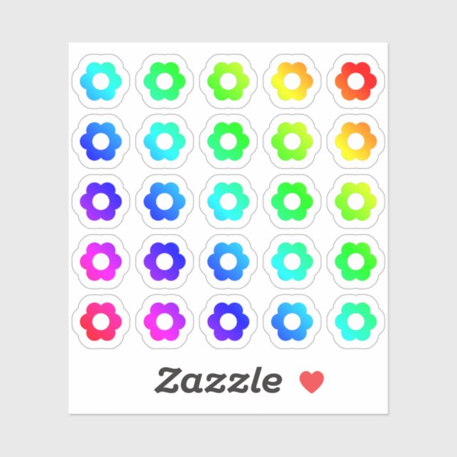 Lot Of Colourful Flowers Tiny Rainbow Flower Shape (Sheet)