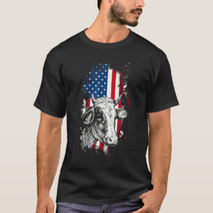 Lot Of Cow Usa Flag Heifer Us 4th Of July Farm Cat T-Shirt