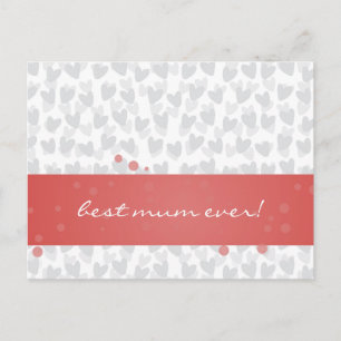 lot of hearts for best mum ever postcard