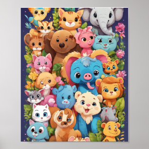 lot of many animal design poster