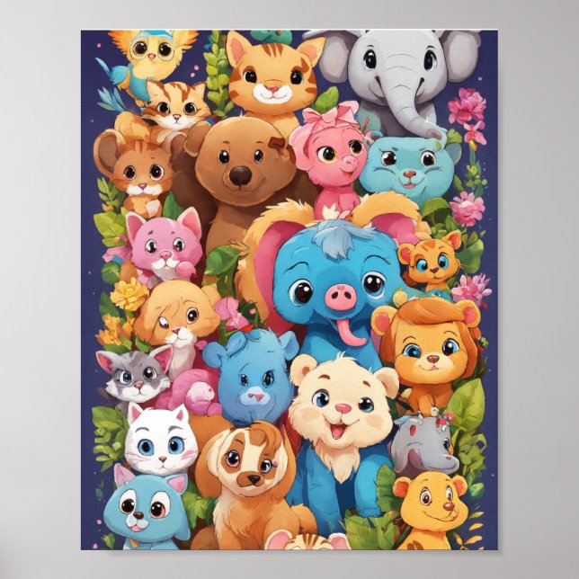 lot of many animal design  poster (Front)