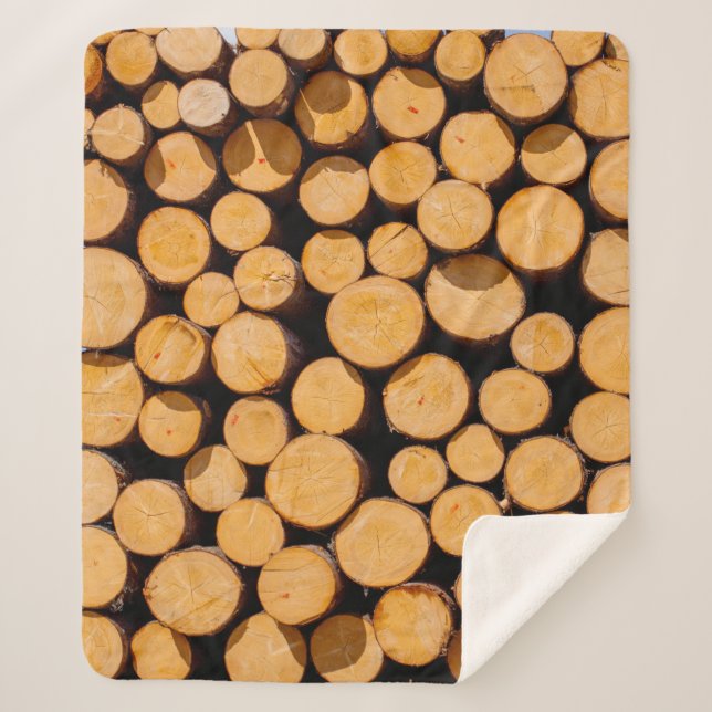 Lot of many Wood Trunk oak Trees round teak log cu Sherpa Blanket (Front)