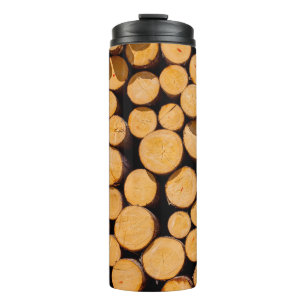 Lot of many Wood Trunk oak Trees round teak log cu Thermal Tumbler