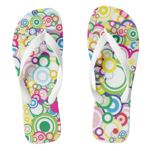 Lot of vivid circles flip flops