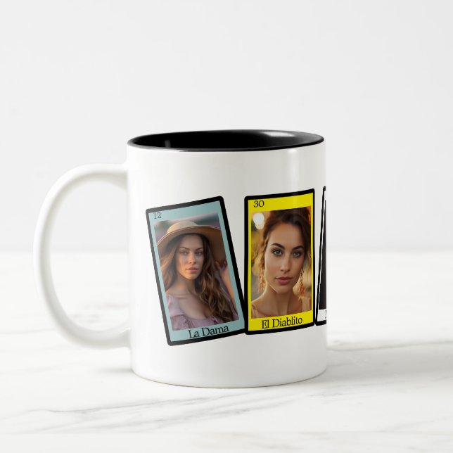 Loteria Mexican Bingo Card Custom Two-Tone Coffee Mug (Left)