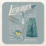 LOTHLORIEN™ Watercolor Collage Graphic Square Paper Coaster<br><div class="desc">Step into the golden woods of Middle-earth™ with this enchanting Lord of the Rings™ design inspired by Lothlórien™. Featuring elegant Elven elements — from flowing cloaks and intricately crafted blades to a graceful bow, vial of light, and delicate leaves drifting on the breeze — this artwork captures the quiet beauty...</div>