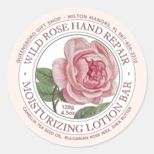 Lotion Bar Soap Label Pink Wild Rose Flower
