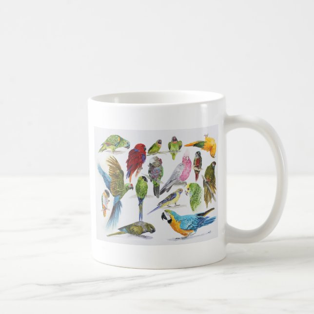 Lots and lots of Parrots on lots and lots of gifts Coffee Mug (Right)