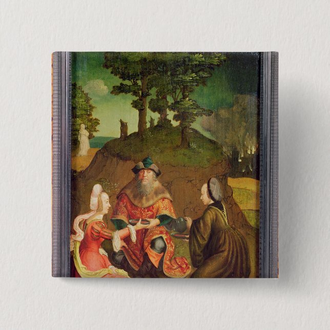 Lot's daughters make their Father drink Wine 15 Cm Square Badge (Front)