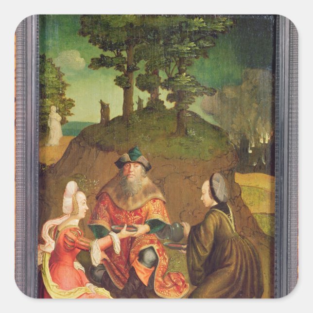 Lot's daughters make their Father drink Wine Square Sticker (Front)