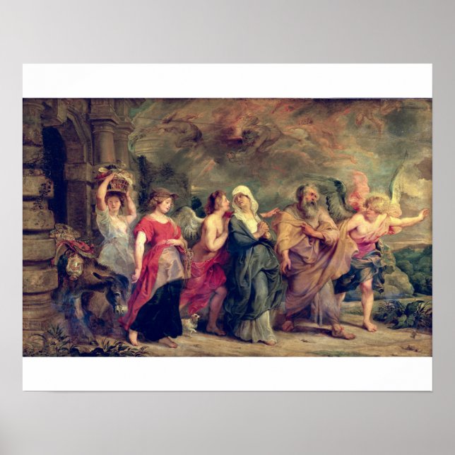 Lot's Family Leaving Sodom, 1625 (oil on panel) Poster (Front)
