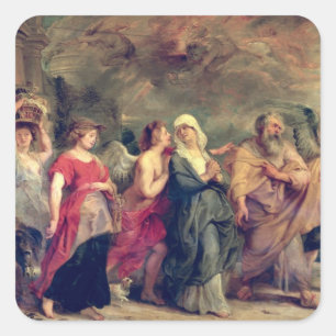 Lot's Family Leaving Sodom, 1625 (oil on panel) Square Sticker