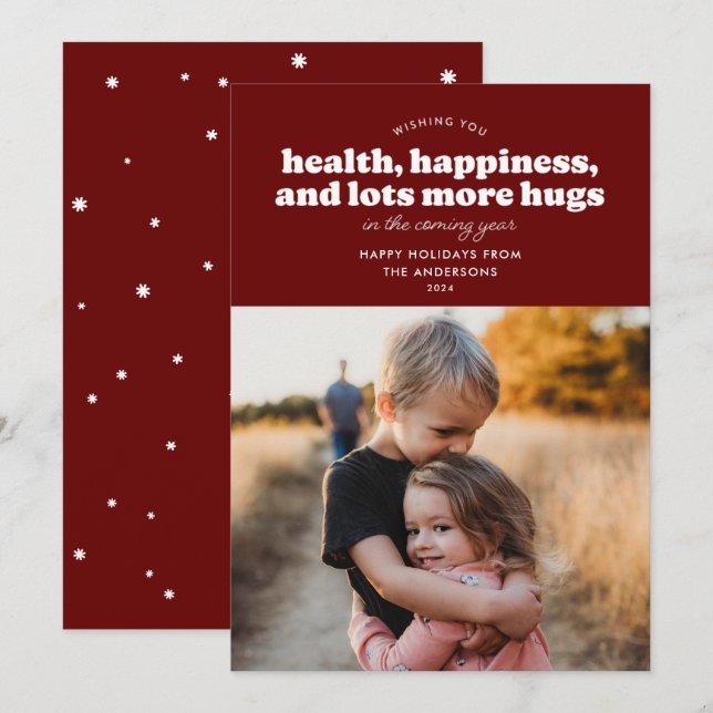 Lots More Hugs Holiday Card (Burgundy) (Front/Back)