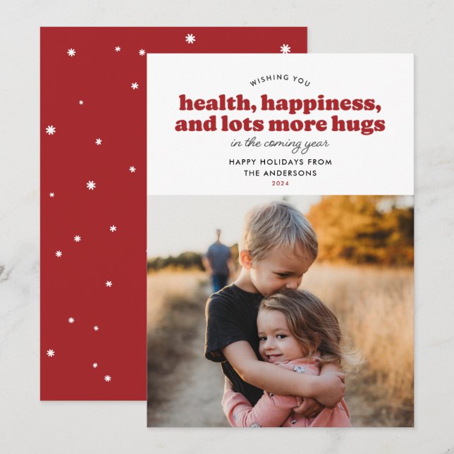 Lots More Hugs Holiday Card (Red) (Front/Back)