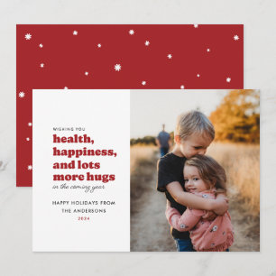 Lots More Hugs Photo Holiday Card (Red)
