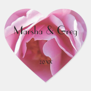 Lots O Pink Rose Personal Heart Wedding Sticker