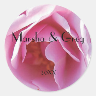 Lots O Pink Rose Personal Round Wedding Sticker