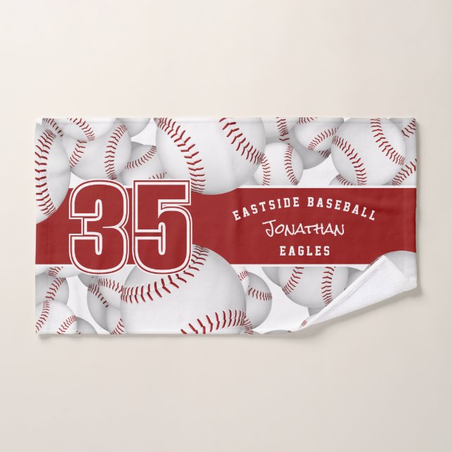 Lots of baseballs custom player and team name bath towel set (Hand Towel)