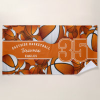 Lots of basketballs athlete team name orange white