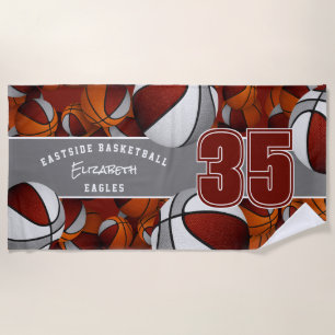 Lots of basketballs maroon grey buy 1 or bulk beach towel