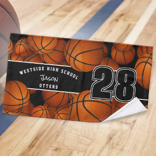 Lots of basketballs team player name hand towel