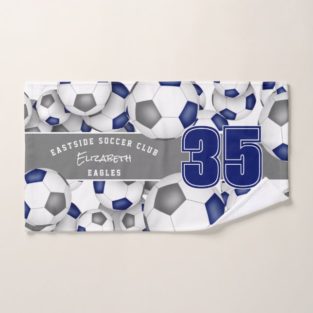 Lots of blue grey soccer balls team spirit gifts hand towel (Hand Towel)