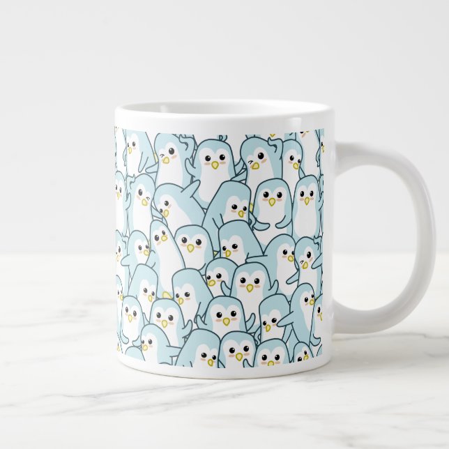 Lots of cartoon Penguins Large Coffee Mug (Right)
