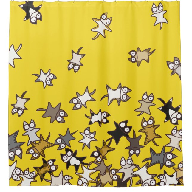 Lots of cats Yellow Shower Curtain (Front)