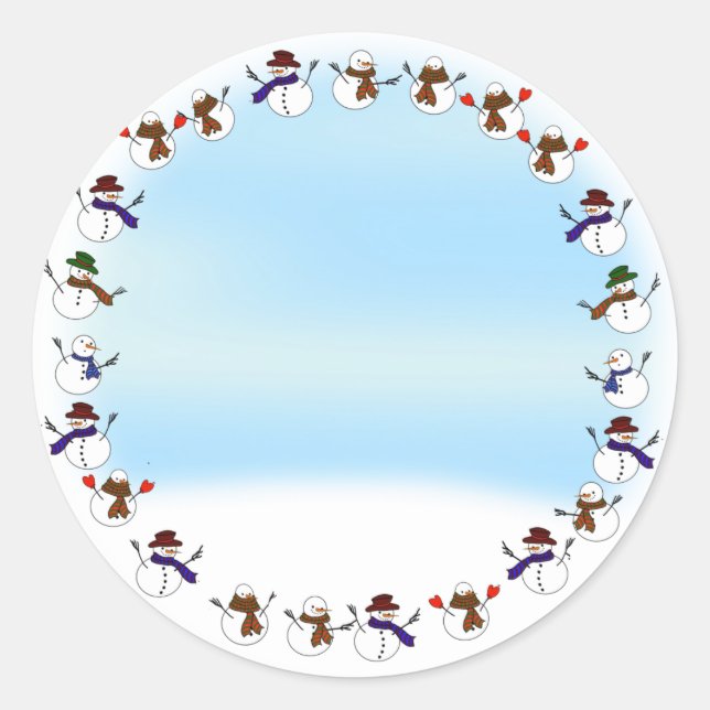 Lots of  Christmas Cartoon Snowmen Classic Round Sticker (Front)