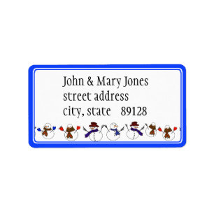 Lots of Christmas Cartoon Snowmen Label