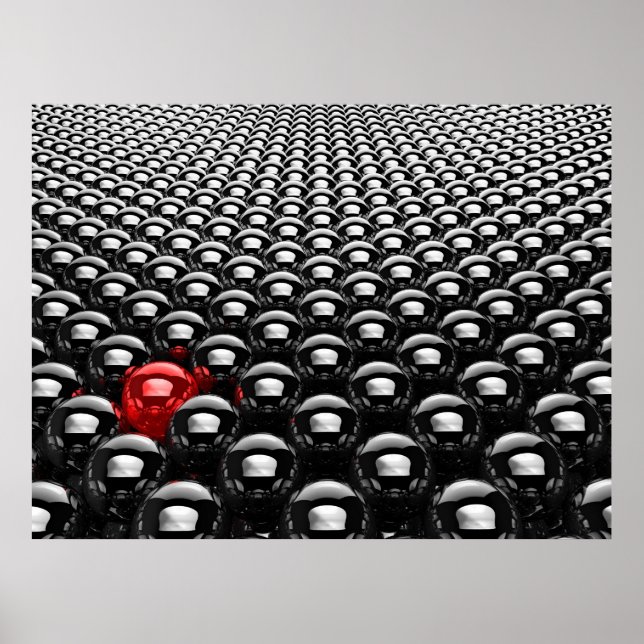 Lots Of Chrome Black Balls With One Red Poster (Front)
