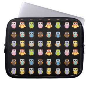 Lots of Colorful Cute Owls Pattern Laptop Sleeve