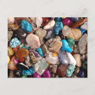 Lots of Colourful Iinteresting Polished Rocks Postcard