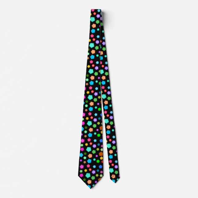 Lots of Colourful Pentagon Shapes Tie (Front)