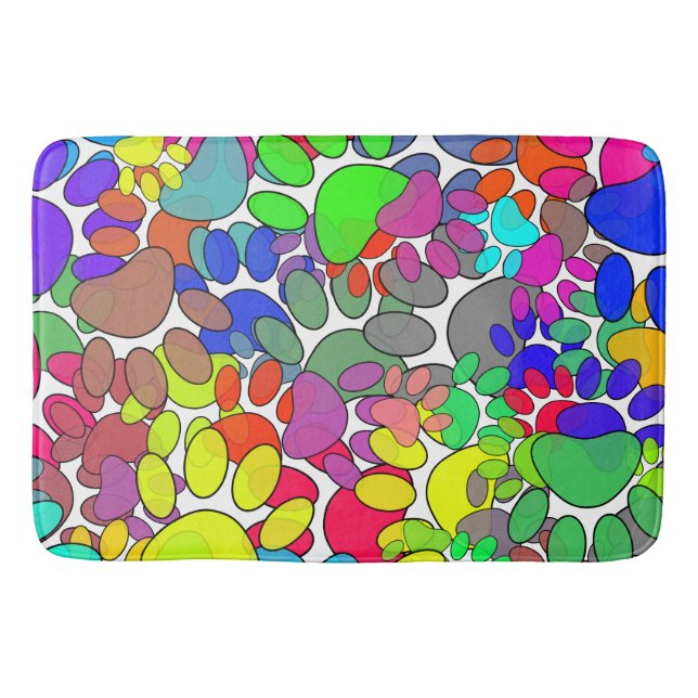 Lots Of Dog Paw Prints All Over Bath Mat (Front)
