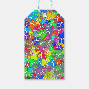 Lots Of Dog Paw Prints All Over Gift Tags