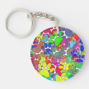Lots Of Dog Paw Prints All Over Key Ring