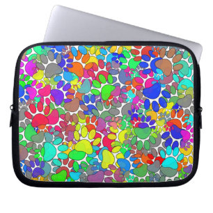 Lots Of Dog Paw Prints All Over Laptop Sleeve