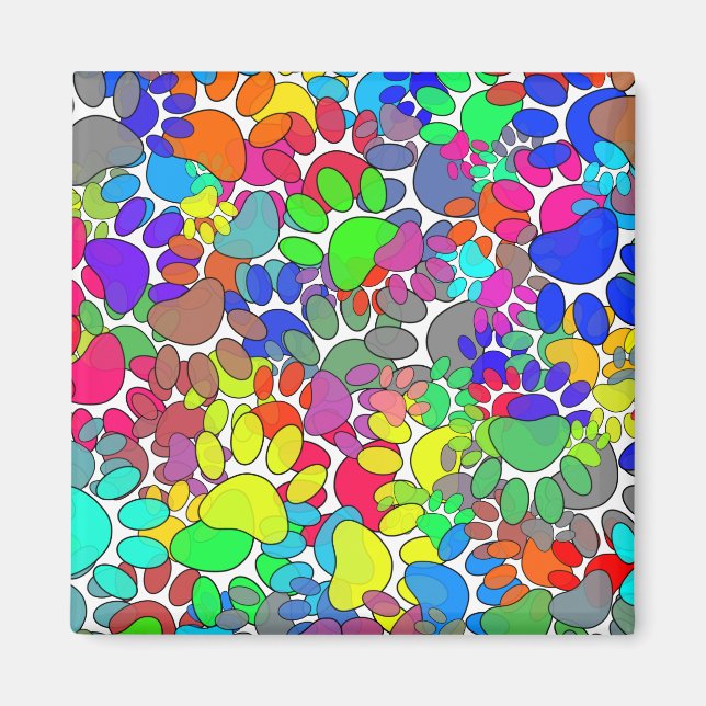 Lots Of Dog Paw Prints All Over Magnet (Front)