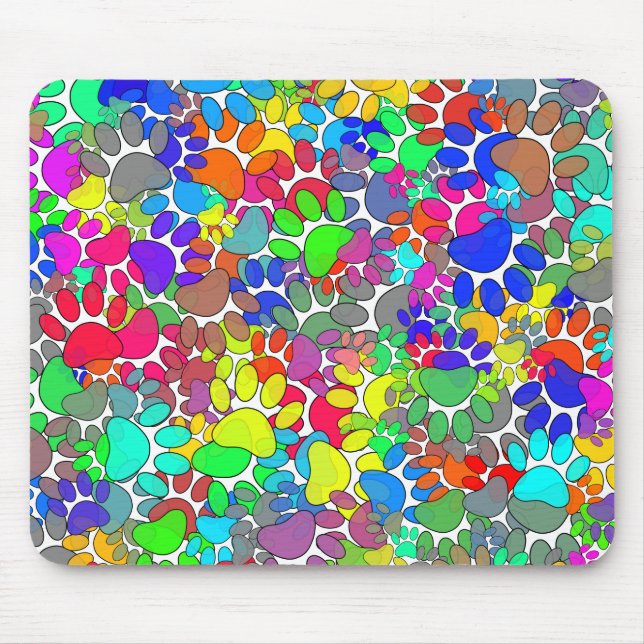 Lots Of Dog Paw Prints All Over Mouse Mat (Front)