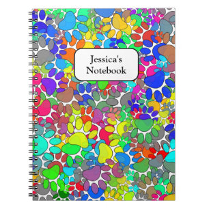 Lots Of Dog Paw Prints All Over Notebook