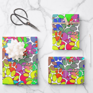 Lots Of Dog Paw Prints All Over Wrapping Paper Sheet
