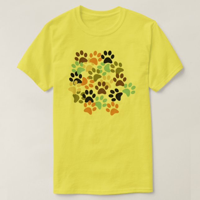Lots of dog paw prints pattern T-Shirt (Design Front)